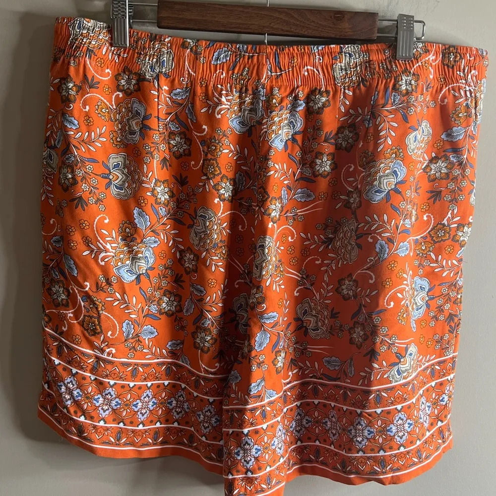 J Jill orange paisley print boho shorts size large - Image 9