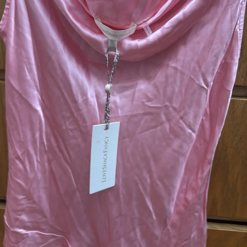 LoveShackFancy pink satin cowl neck dress - Image 6