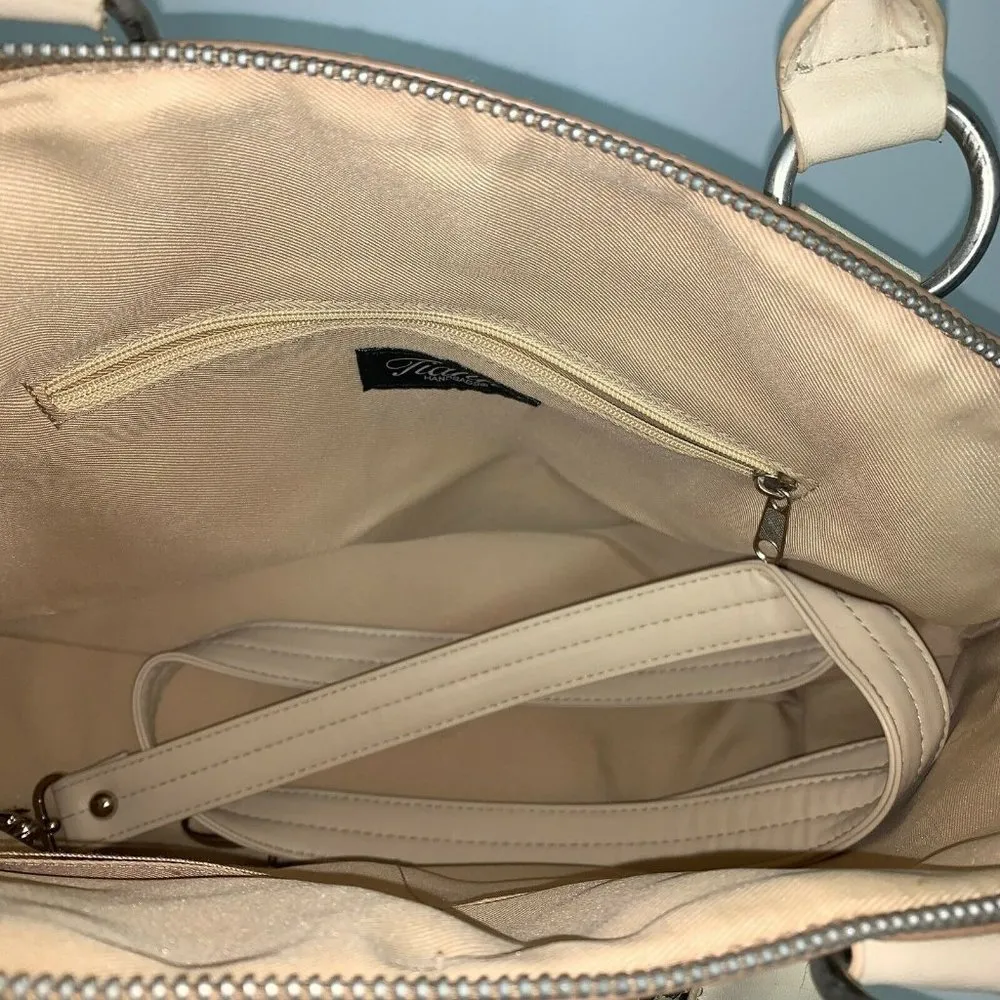 Tianni Handbags Womens Shoulder Bag Purse Tote Beige Snakeskin Print Canvas - Image 4