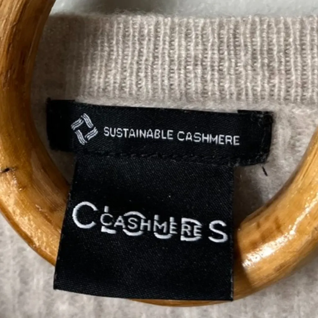 Cashmere Clouds Lofty Crew Beige Crewneck Sweater Women's Large Tan - Image 3