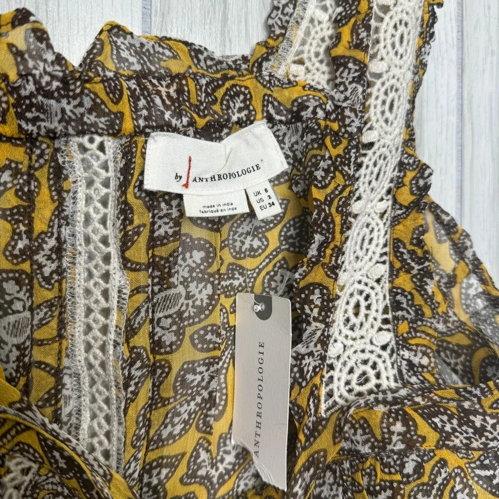 NWT Anthropologie Bardot Blouse Floral Print Sheer Tank Top size 2 NEW - Image 9