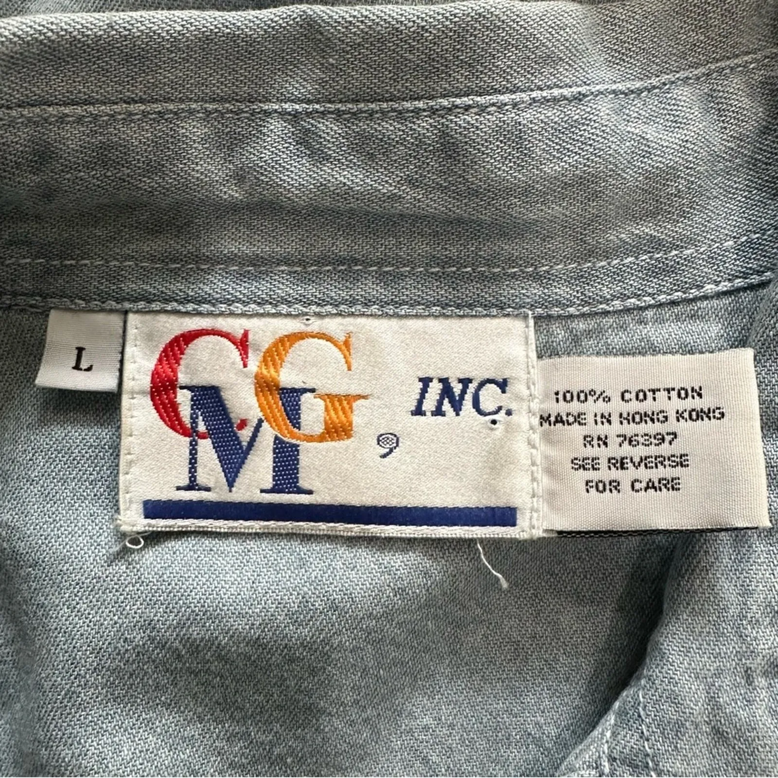 Vintage 90s Rockabilly Denim Vest Sleeveless Shirt L 50s Dancing Cars Music Blue Size L - Image 13