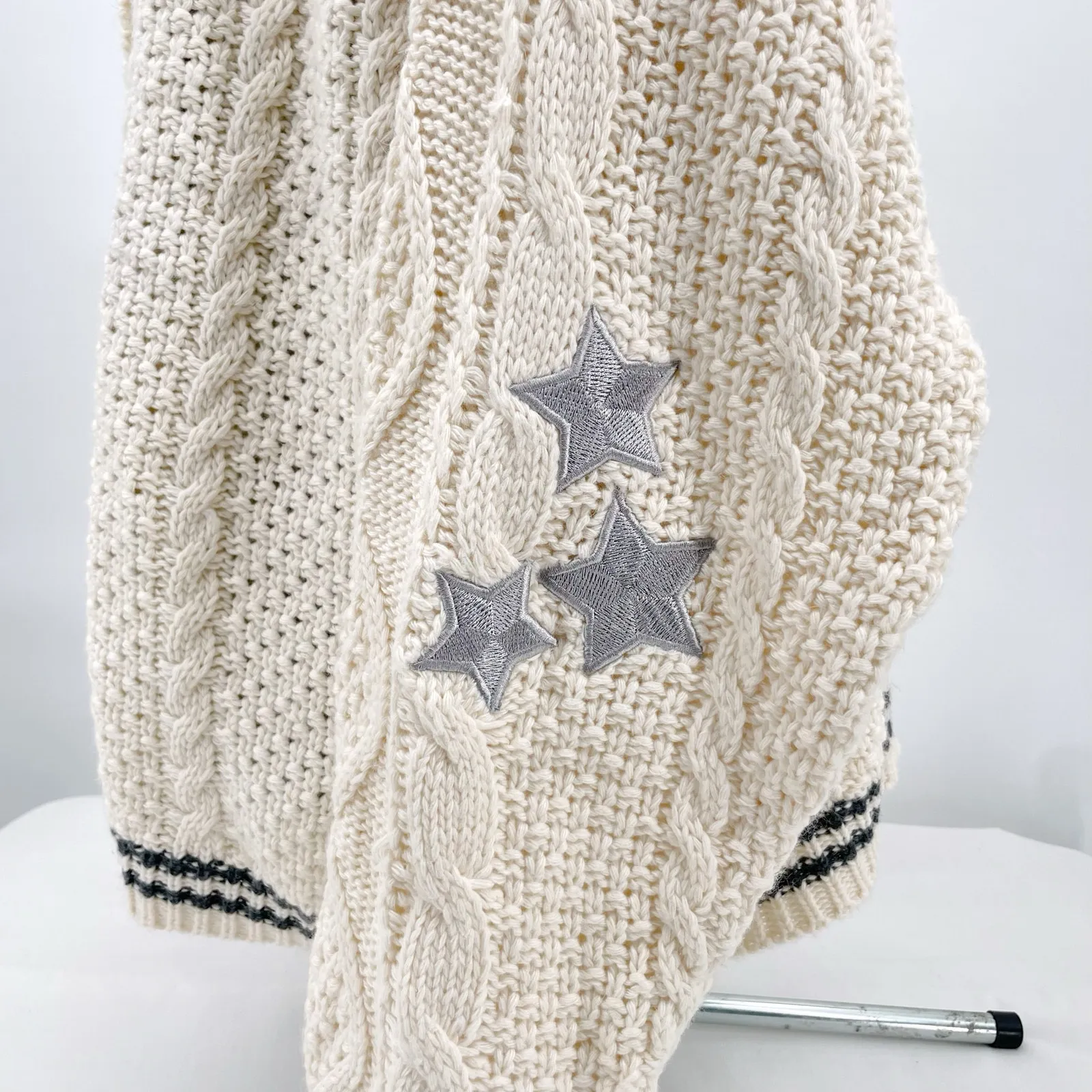 Taylor Swift Folklore The Cardigan 2024 Sweater Silver Star Cozy Oversized XL/2X - Image 4