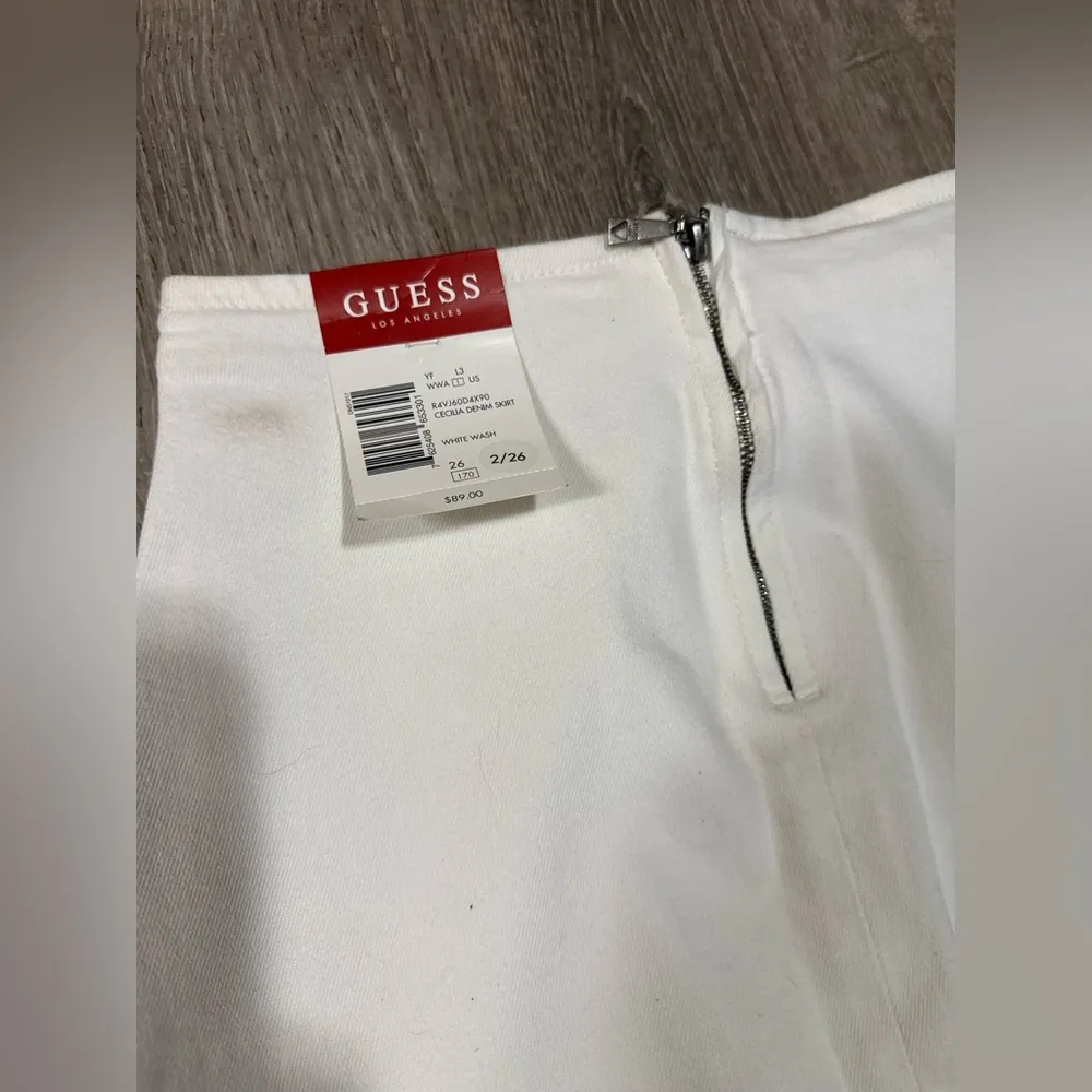 New GUESS Cecilia White Lace-Up Denim Pencil Jean Skirt - Image 5