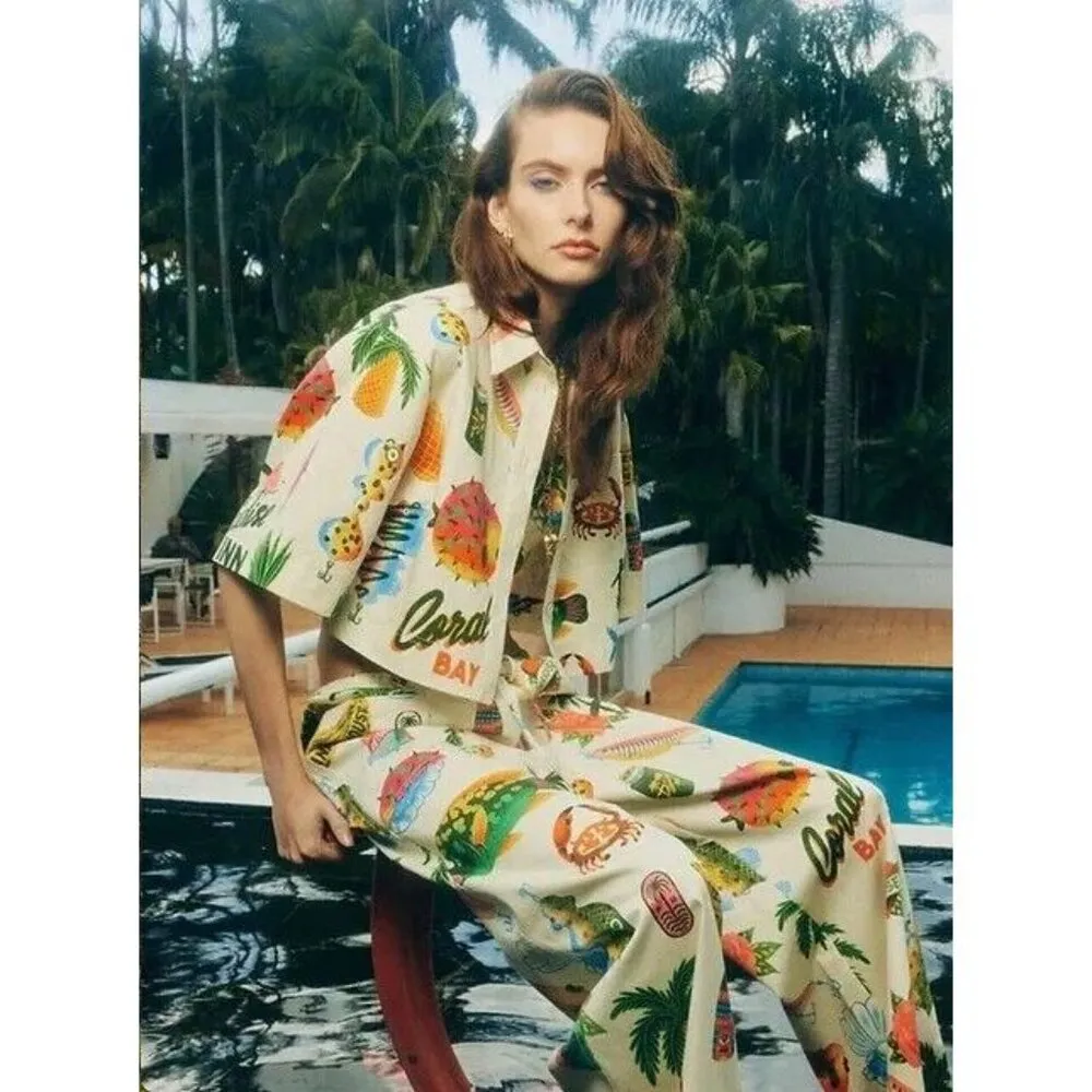 NWOT ALEMAIS x Alan Berry Rhys Samaki Cropped Organic Cotton Shirt Women's Sz 8 - Image 2