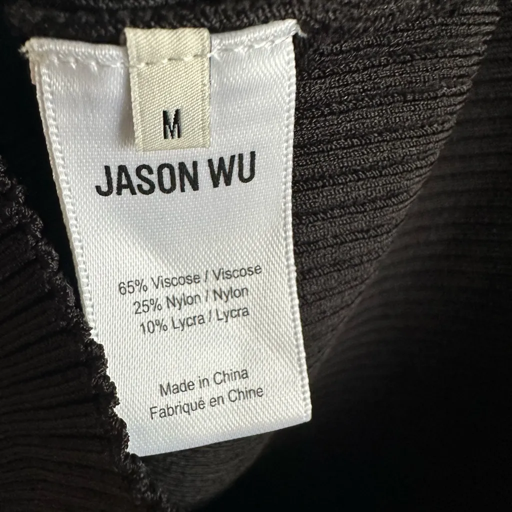 JASON WU COLLECTION V-Neck Black Ribbed Sweater. - Image 4