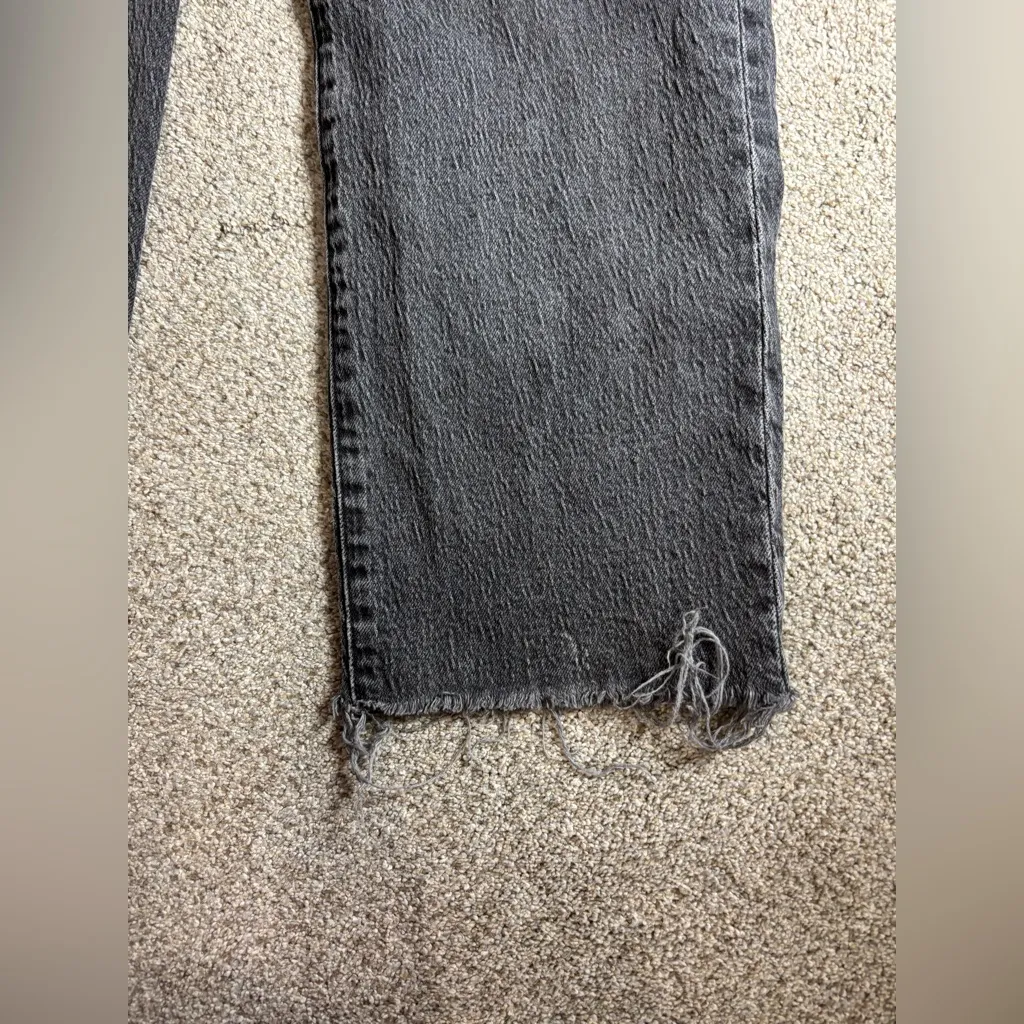 Madewell Jeans Womens 27 Tall Perfect Vintage Straight High Rise Raw Hem Black - Image 4