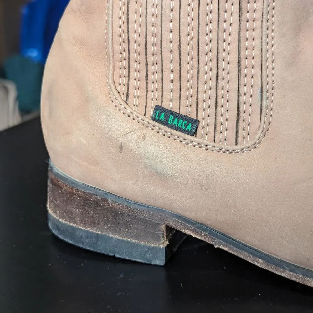 La Barca Nubuck Leather Chelsea Boots Topo Charro Western Cowboy Shoes Size 8 - Image 6