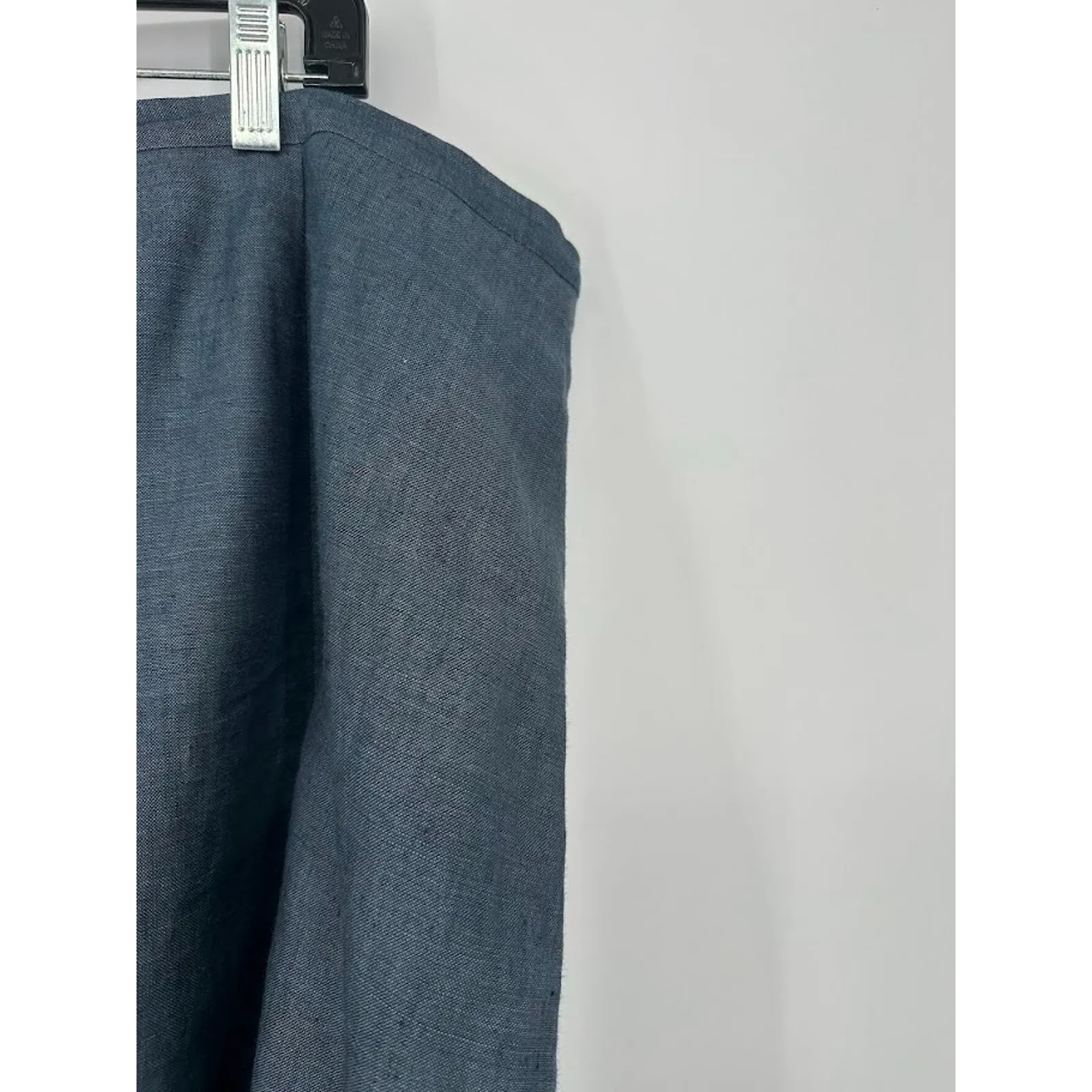 Talbots Linen Midi Skirt Womens Size 20W Petite Blue A Line Flared Chambray - Image 2