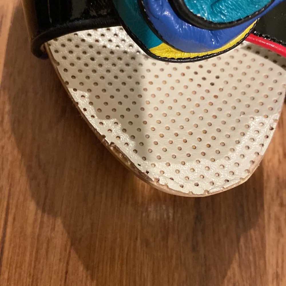 Betsey Johnson Black Claudia Stiletto Mules Patent Leather Wood Sz 10M Flower - Image 62