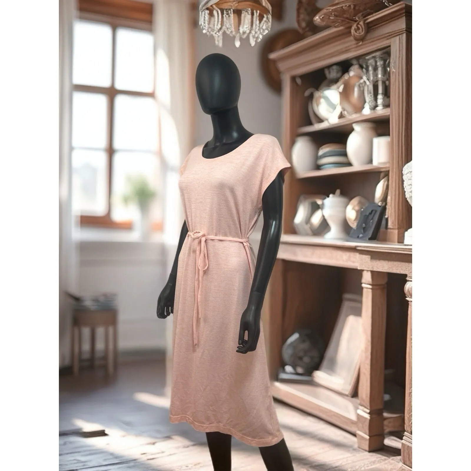 Talbots Women's Cut Out Back‎ Knit Midi Stretch Dress Peach Blossom Size L - Image 6