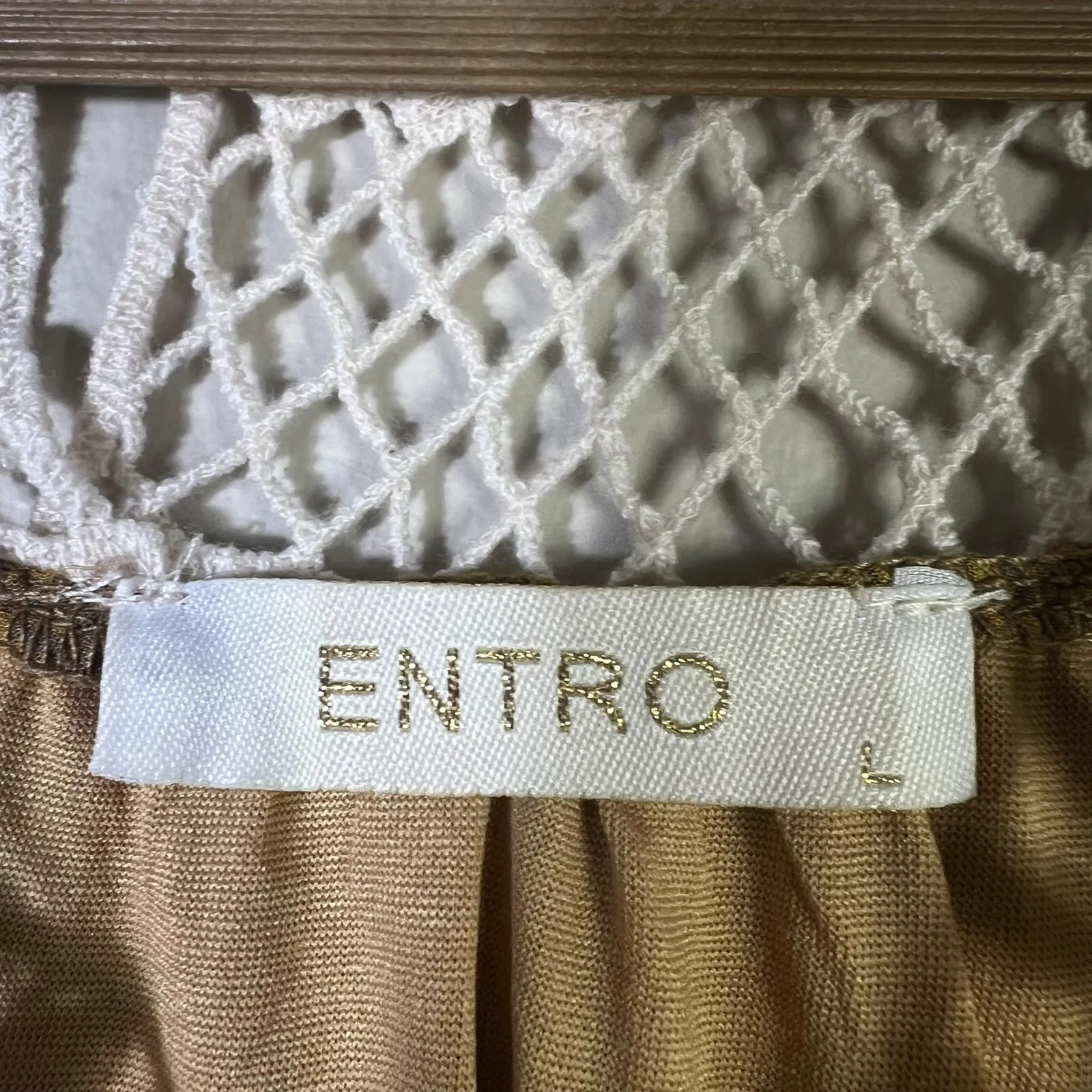 Entro Paisley Crochet Swing Dress Size L Mustard Boho Festival Cottagecore Fairy - Image 6