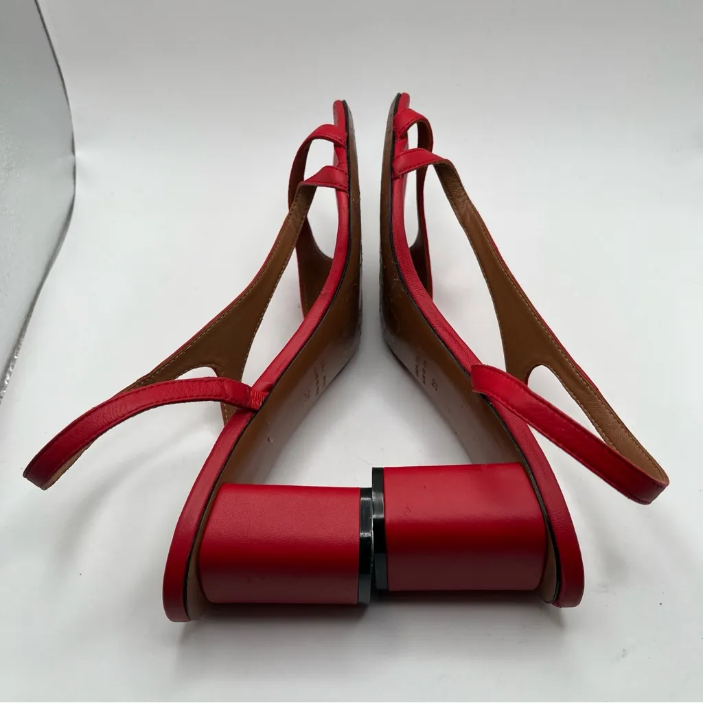 ATP Atelier Mattine Slingback Sandal block Heels red leather strappy 39 US 8.5 - Image 7