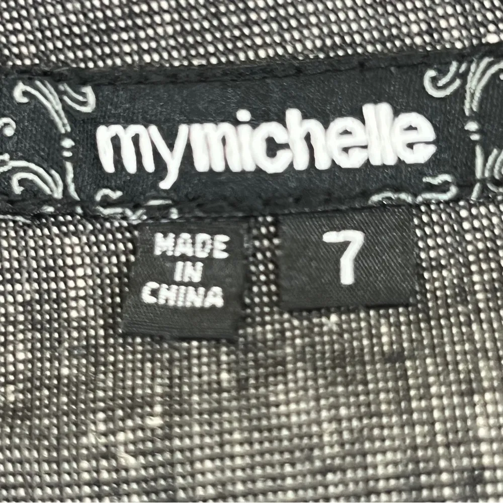 My Michelle Size 7 Cotton/Linen Blend Lightweight Gray/Black Dress Pants - Image 11