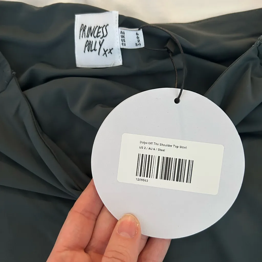 NWT Princess Polly Dalya Off The Shoulder Top Steel - Image 5