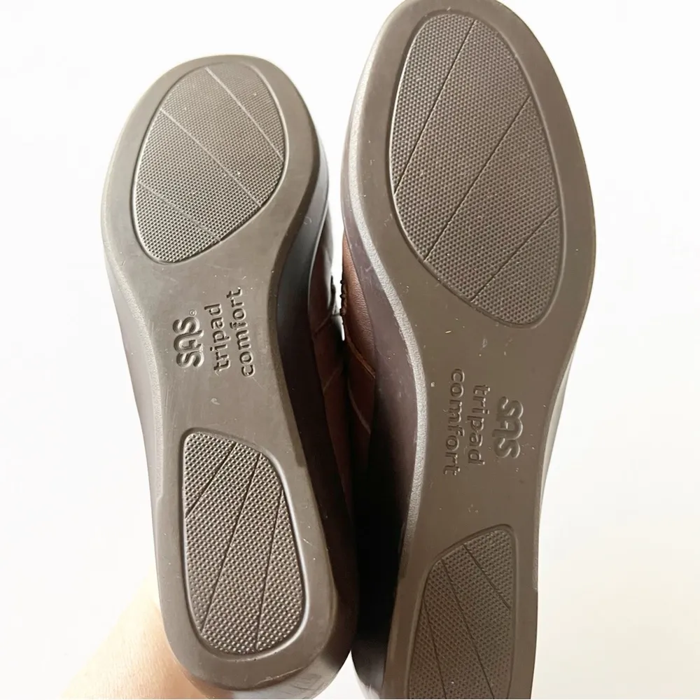 SAS Brown Leather Loafer Women’s Size 8.5 N Whipstitch Detail Comfort Orthapedic - Image 3