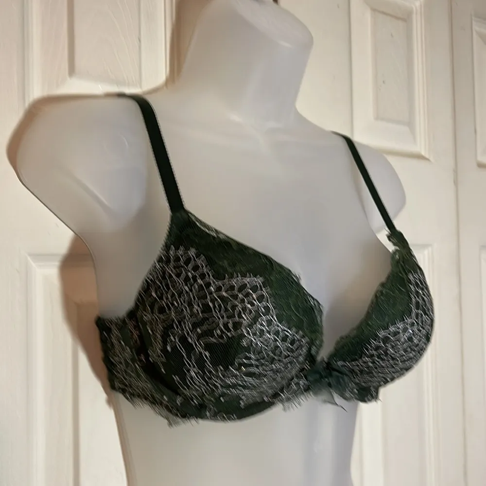 Victoria's Secret Dream Angels Push Up Bra Dark Green Lace Overlay 32D - Image 3