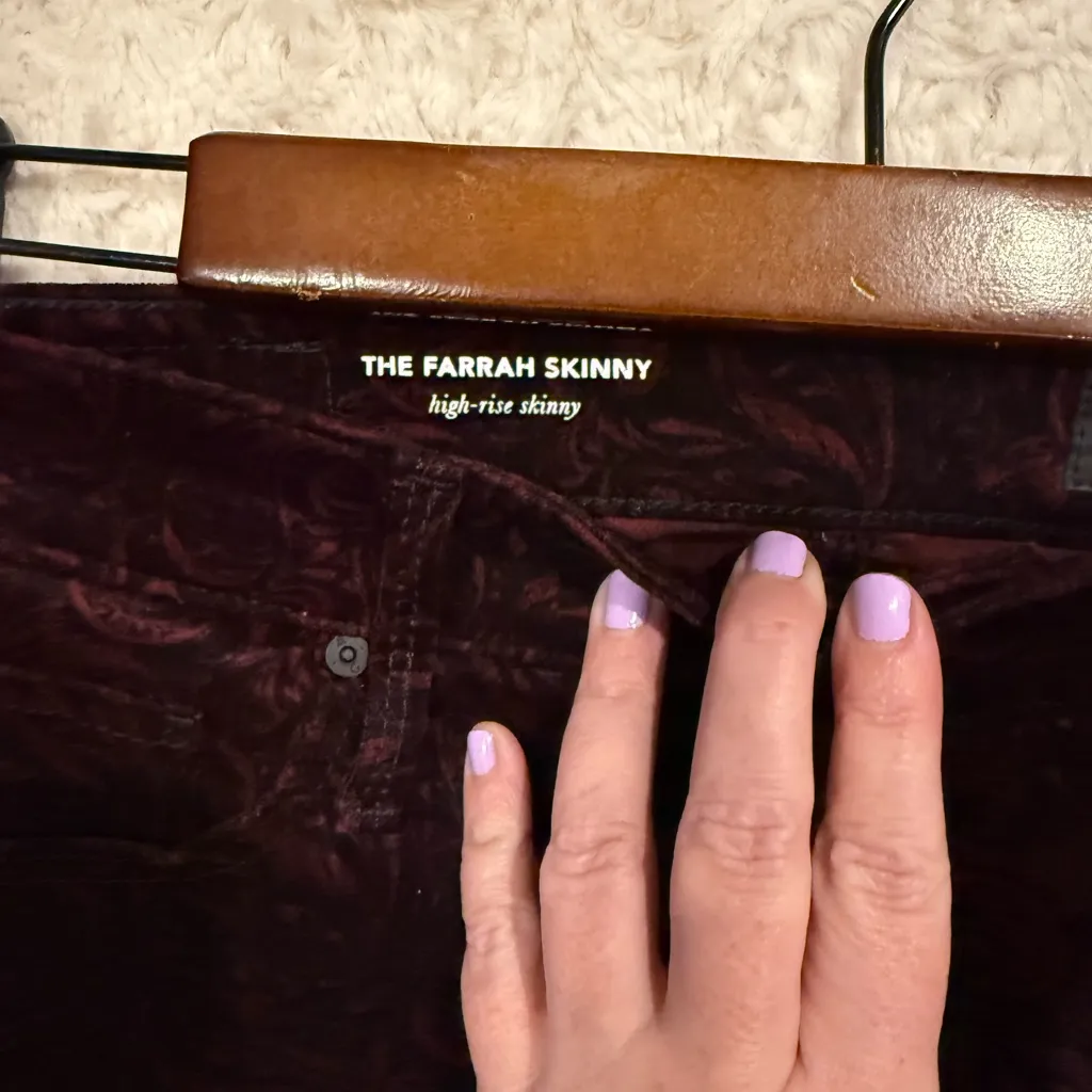 AG Adriano Goldschmied Burgundy size 27 R Paisley Pants - Image 4