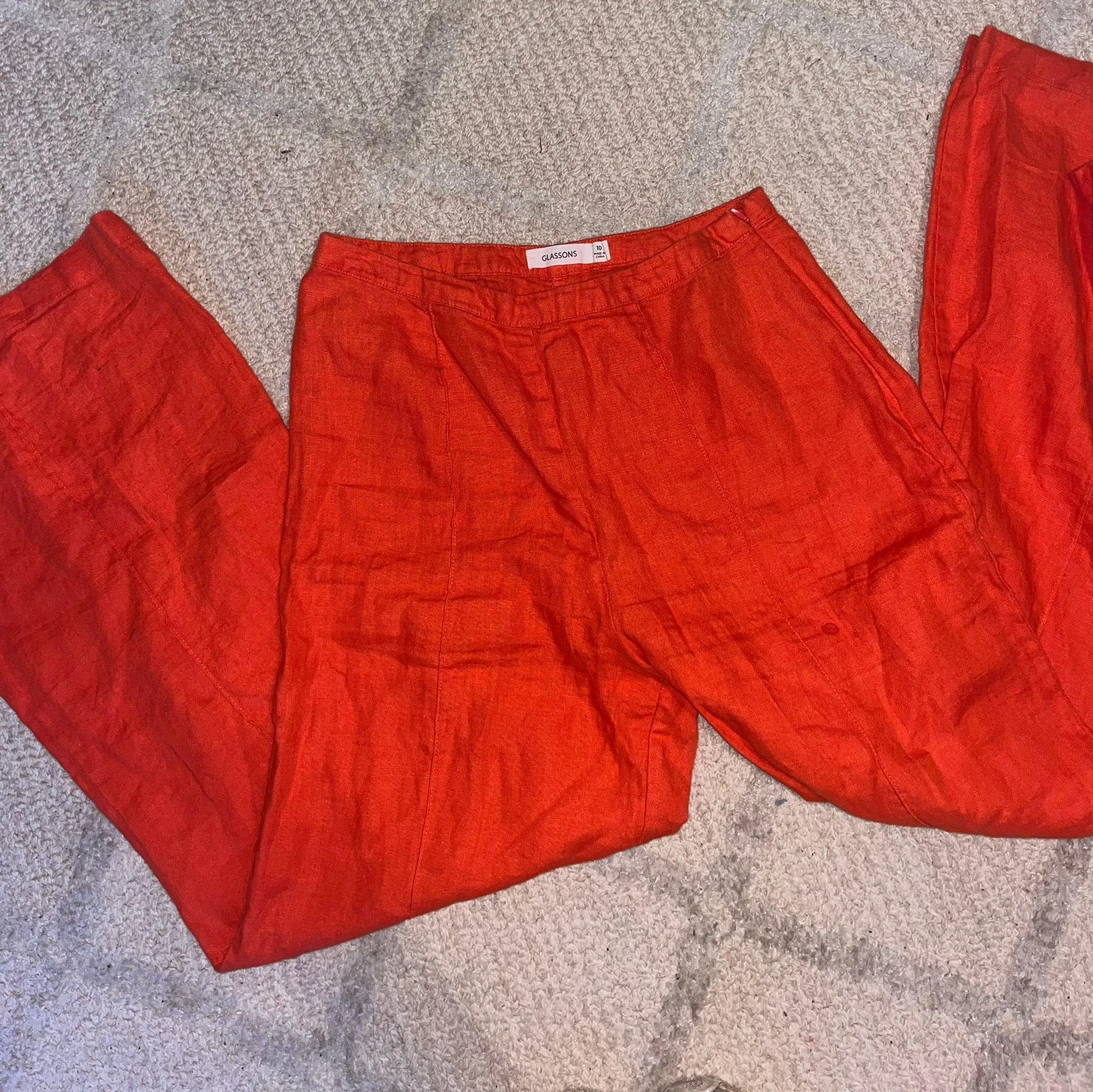 Wide Leg Linen Pants Orange Glassoons - Image 3