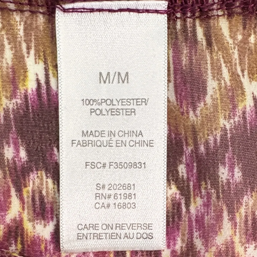 Elegant Purple Patterned Midi sheer Dress Size M - Image 12