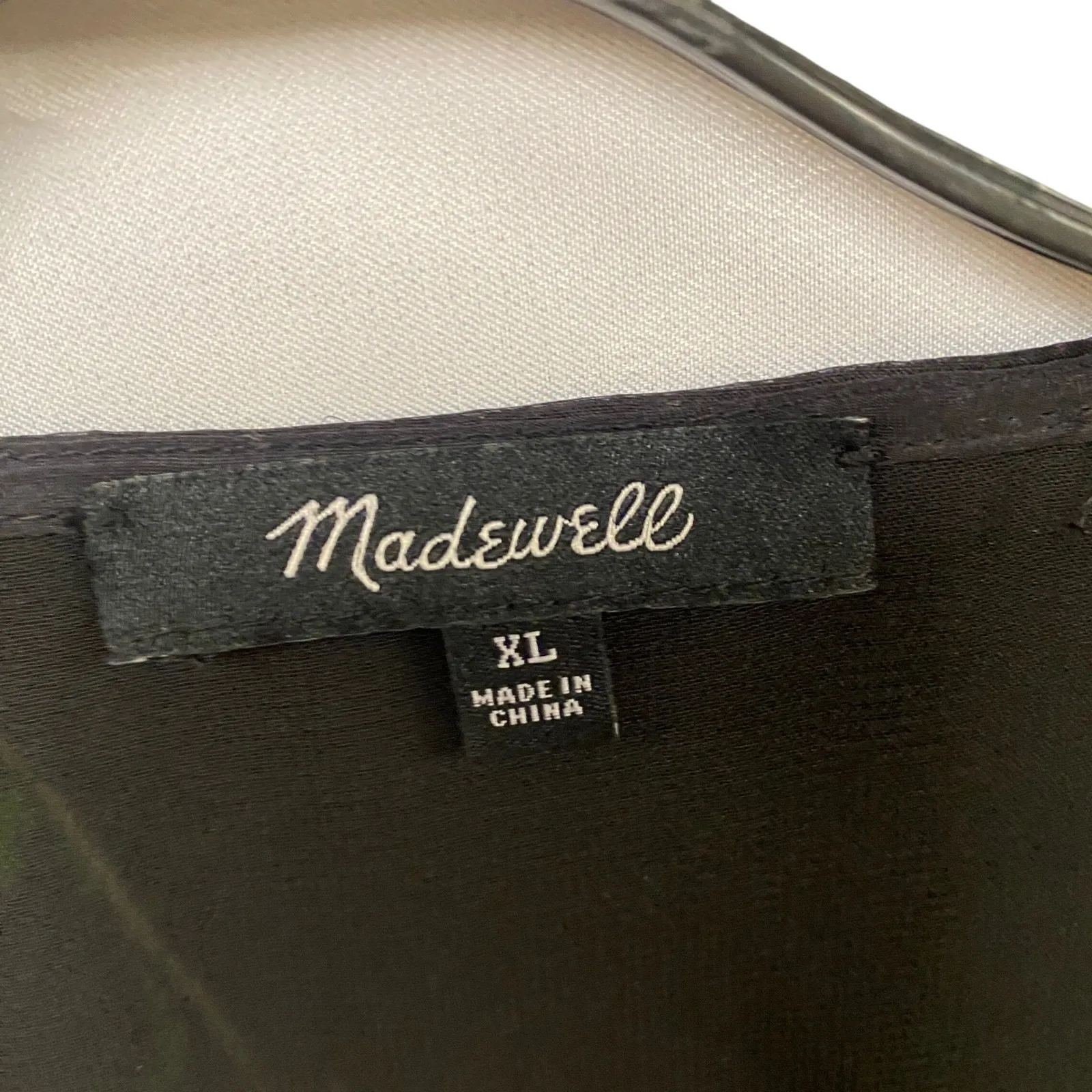 Madewell Black Floral Academia Sheer Puff Sleeve Wrap Top XL Career Work Formal - Image 3