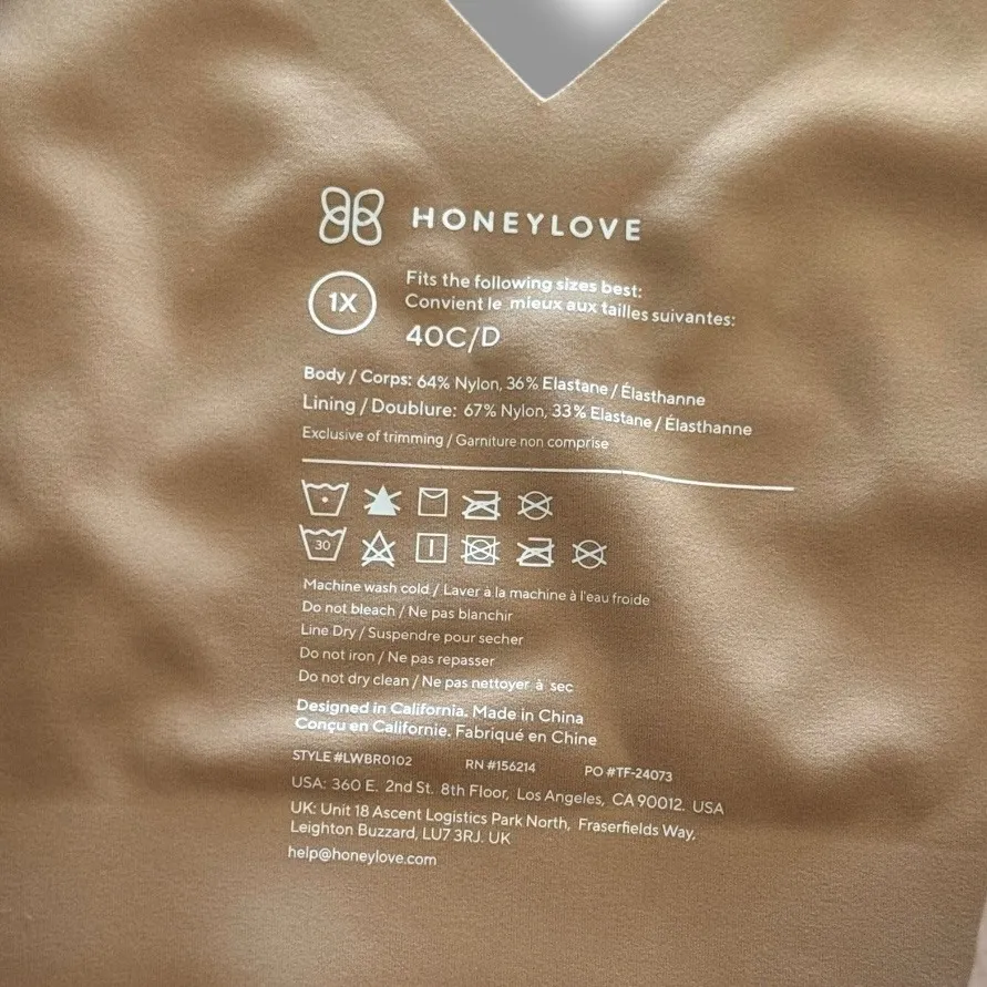HONEYLOVE SoftForm Seamless Sculptwear Shaping Support Beige Comfort Everyday 1X Tan - Image 2
