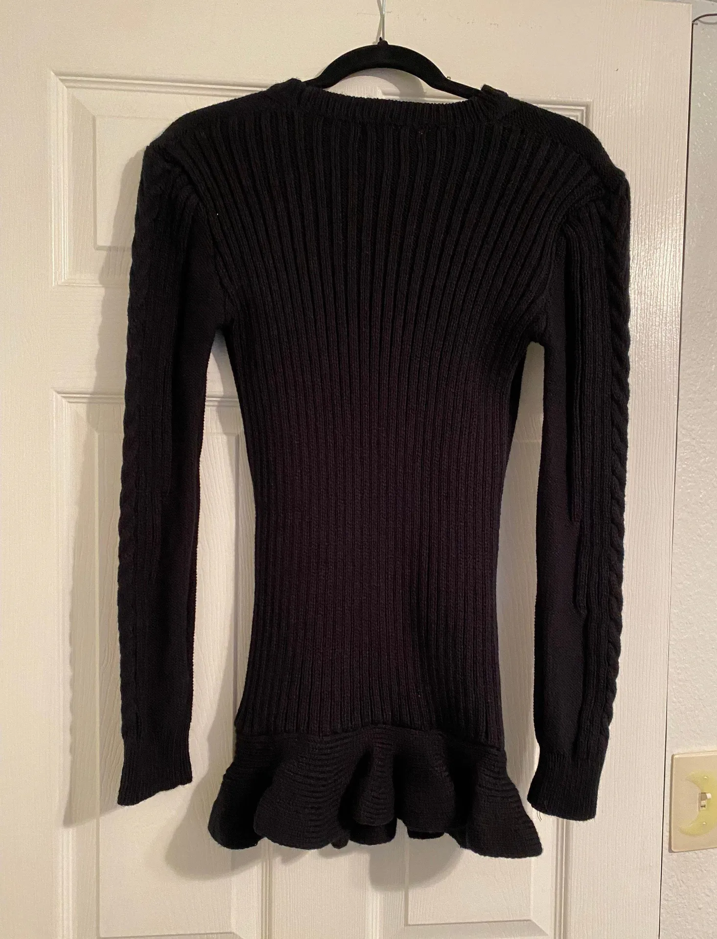 Ruffle Sweater Dress Black Size L - Image 5