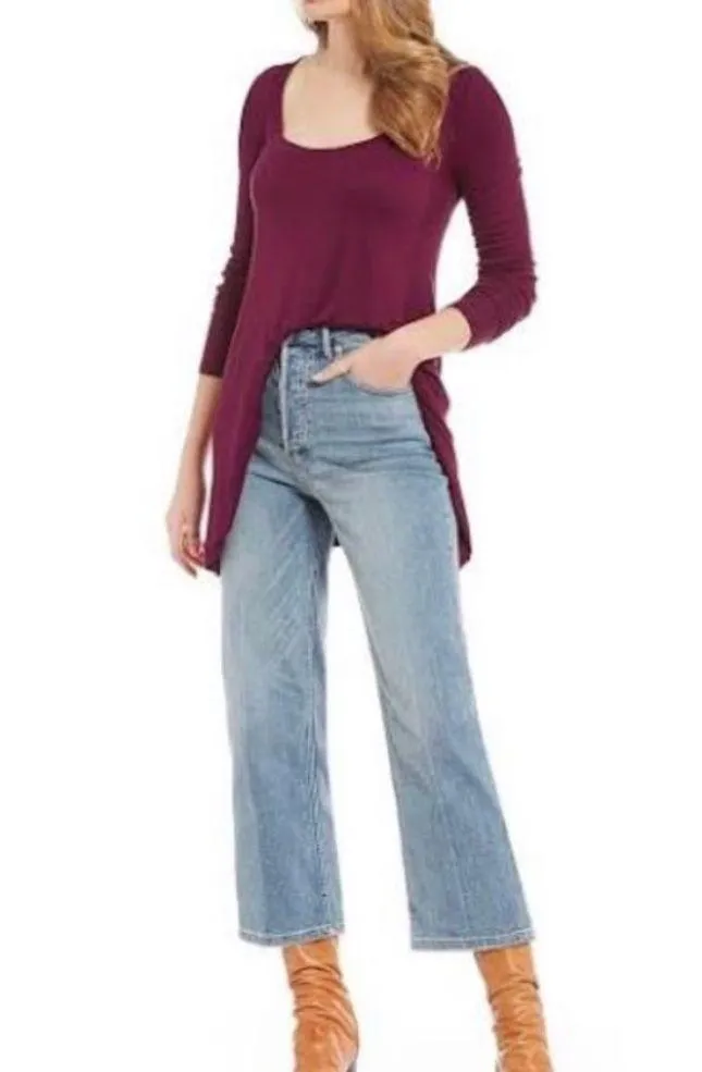 Free People January maroon Tunic long knit top NWT - Image 3