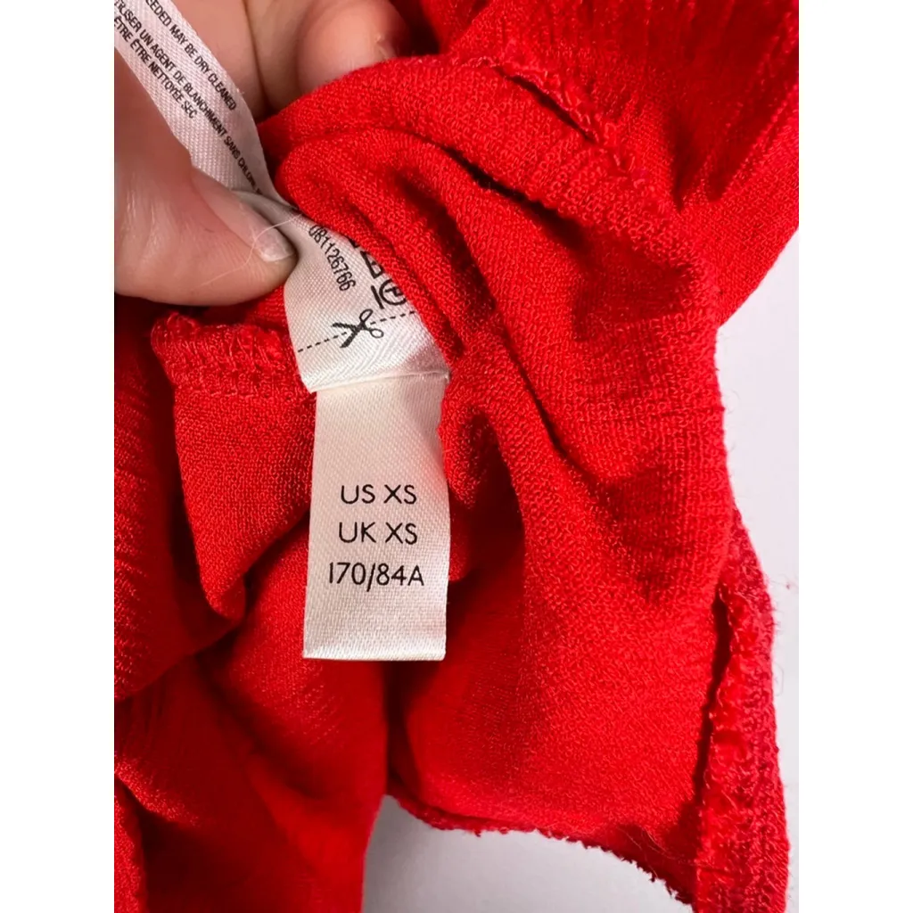 Women's Free People Red Ribbed V-Neck Bodysuit XS Festival Layering Henley - Image 5