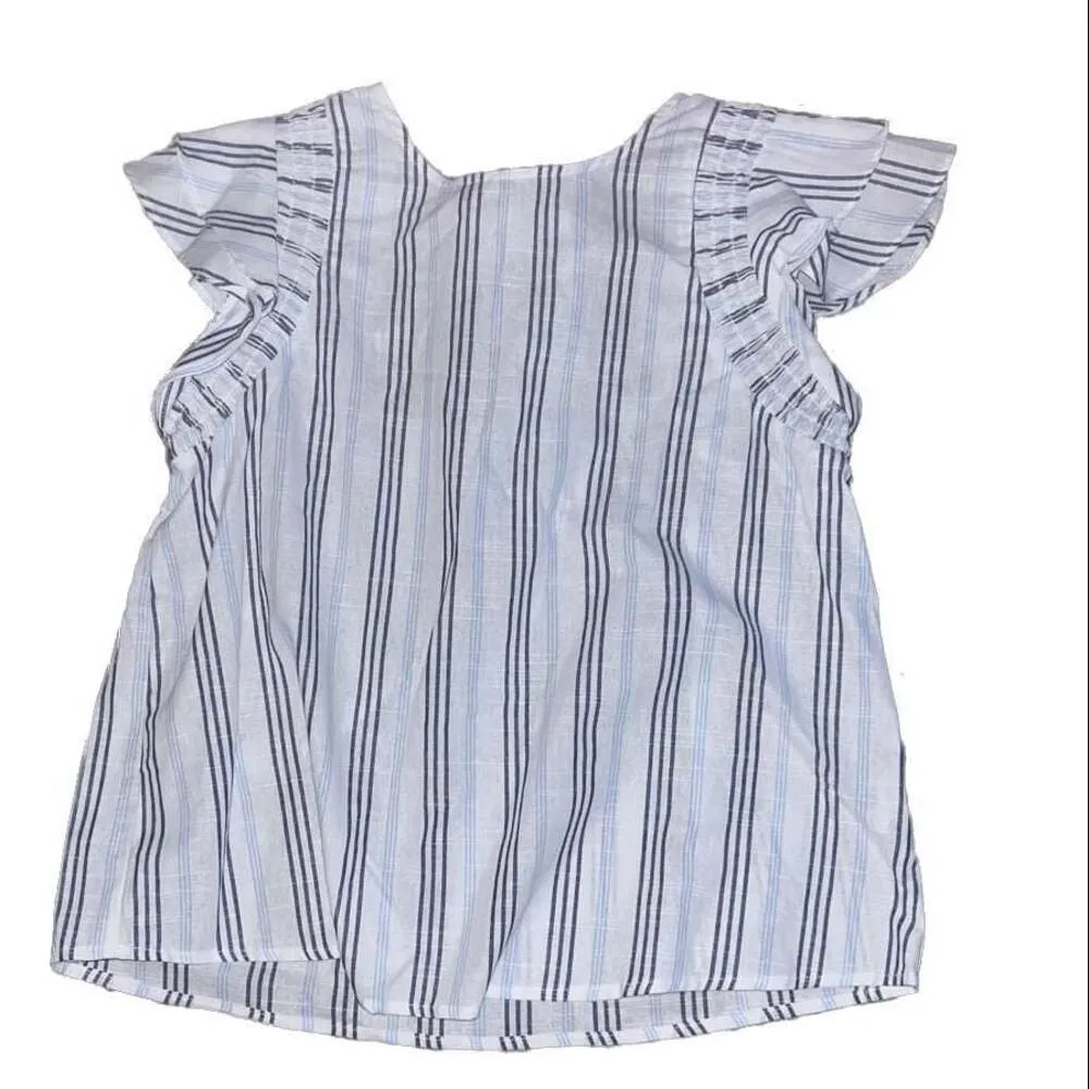 Mine Flutter Sleeve Tie Back Top Blue Stripe - Image 2