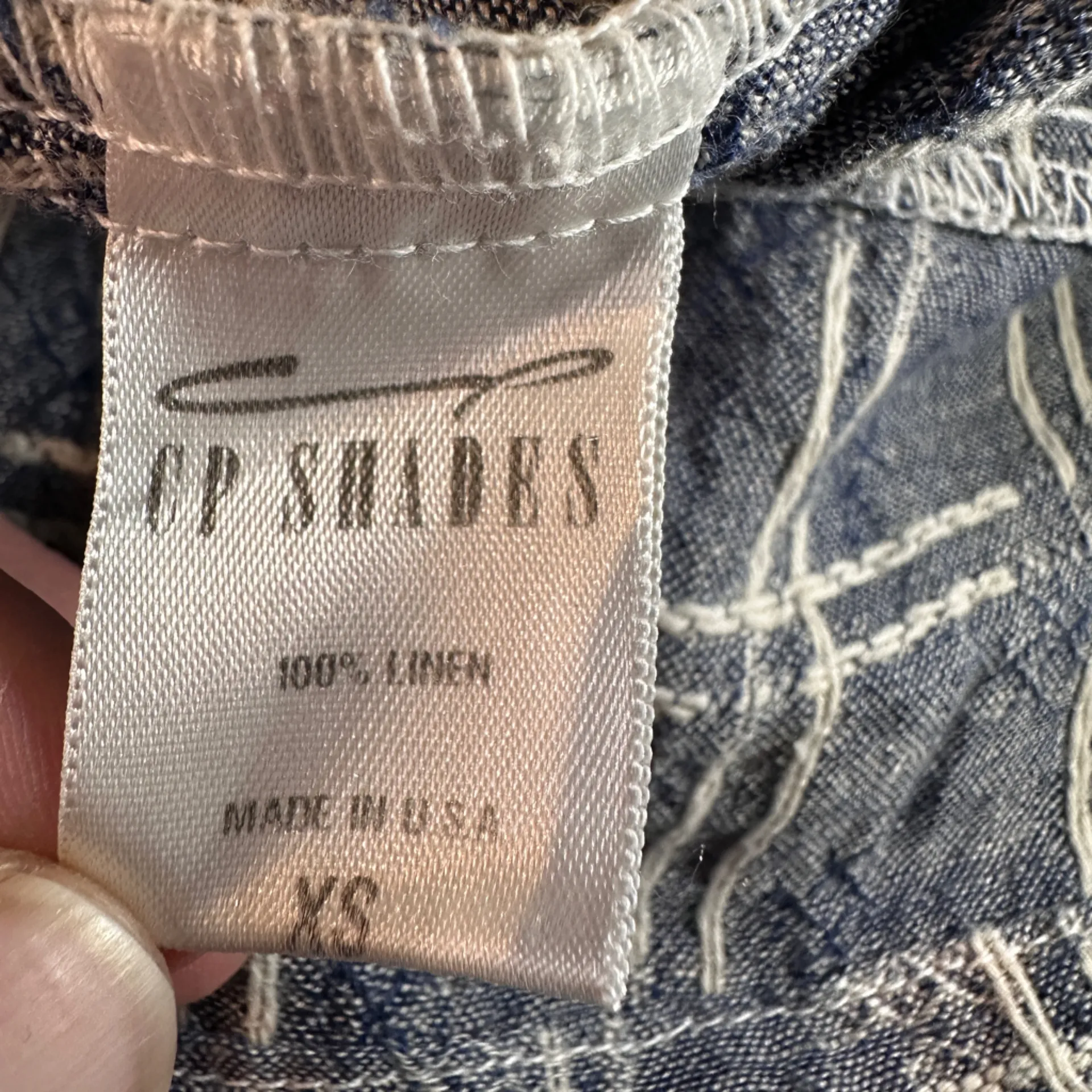 CP Shades Regina Tunic Top Dress V-Neck Linen Pintuck Blue White XS Lagenlook - Image 7