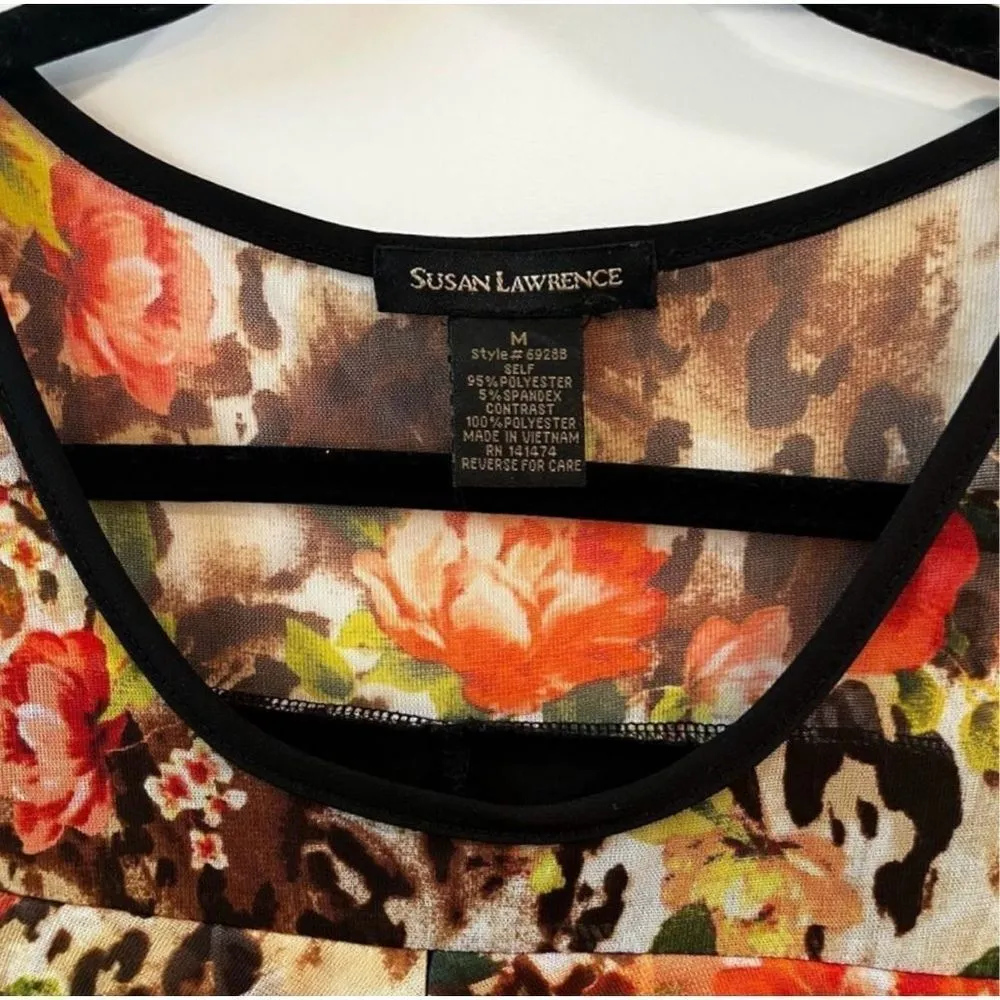 Susan Lawrence Floral Ruffle Sleeveless Blouse Sz M Women’s Animal Print - Image 6