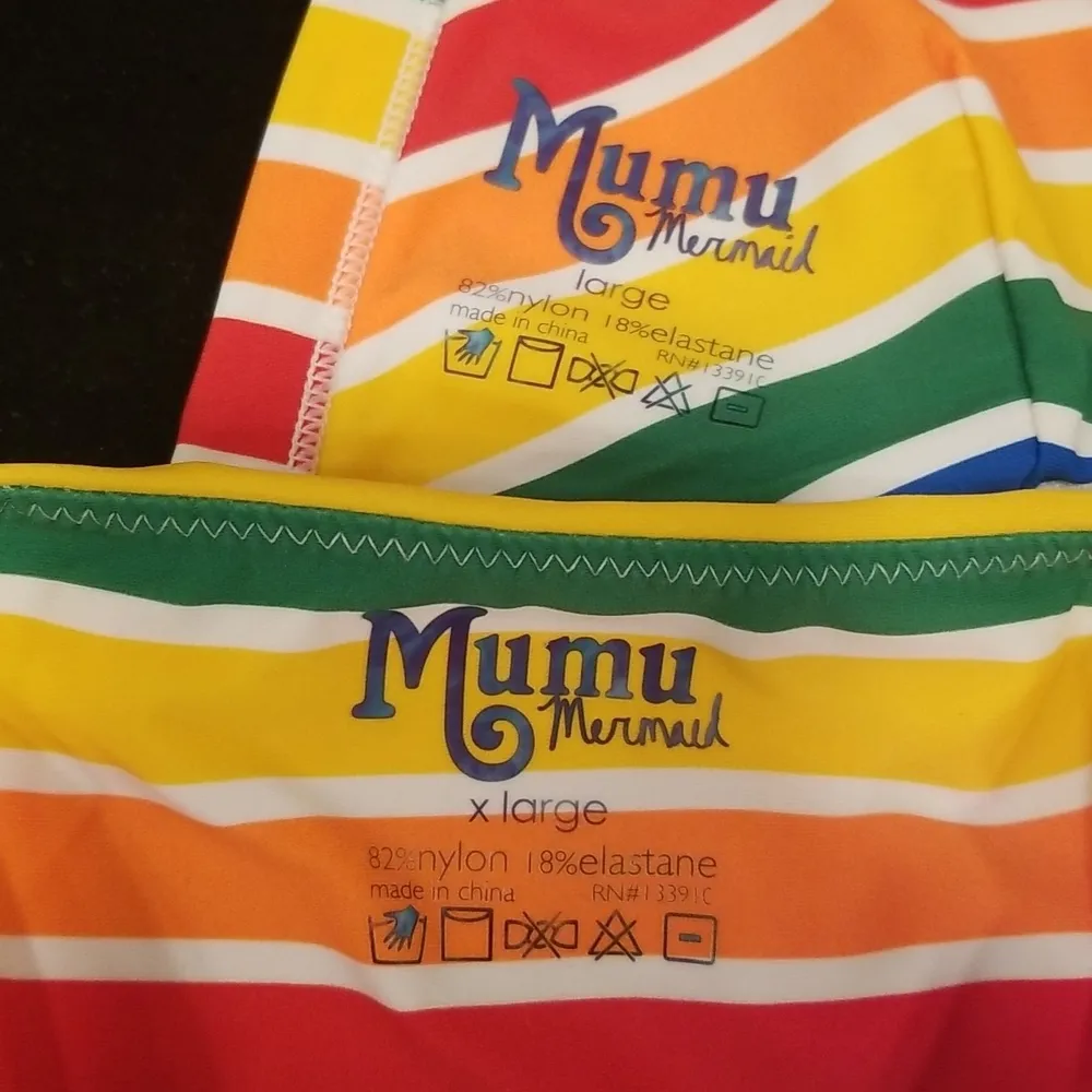 💕SHOW ME YOUR MUMU💕 Bikini Bombay Top (L) + Cancun Bottom (XL) Rainbow Fun Dip - Image 8