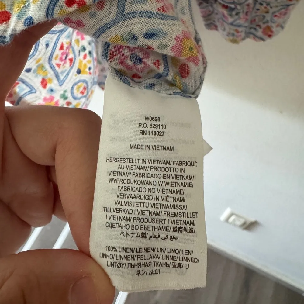 Boden Floral Print 100% Linen Button Down Long Size 2 - Image 6