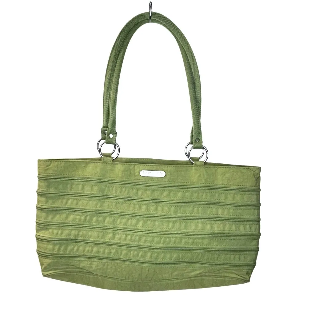 baggallini Zip Around TOTE Double Strap Travel Beach Bag Green Pink Nylon Expand - Image 2