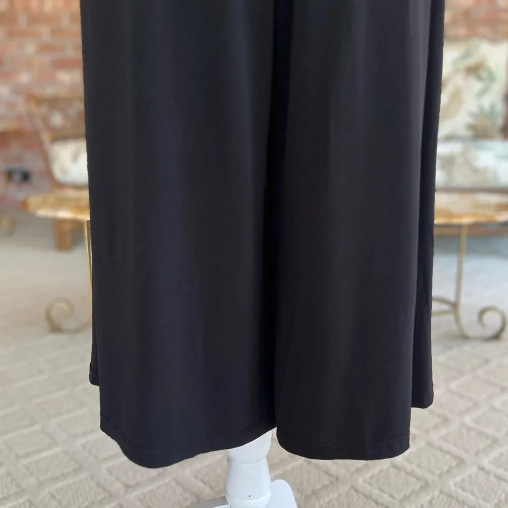 London Times Jumpsuit Cropped Wide Leg Jersey Knit Black Sleeveless 4 Cocktail - Image 10