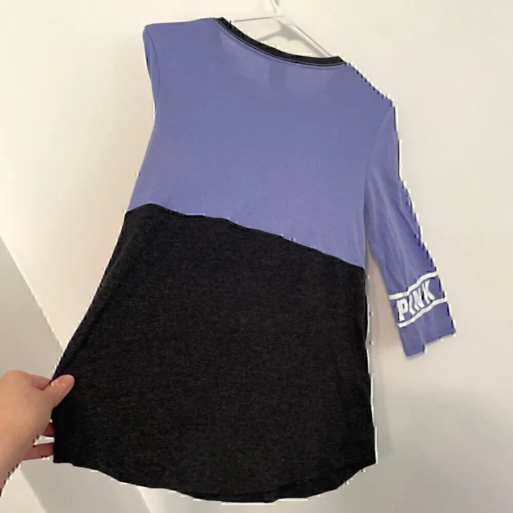 PINK VS VICTORIA'S SECRET Perfect Tee Lilac Lavender Gray 3/4 Sleeve Baseball XS - Image 12