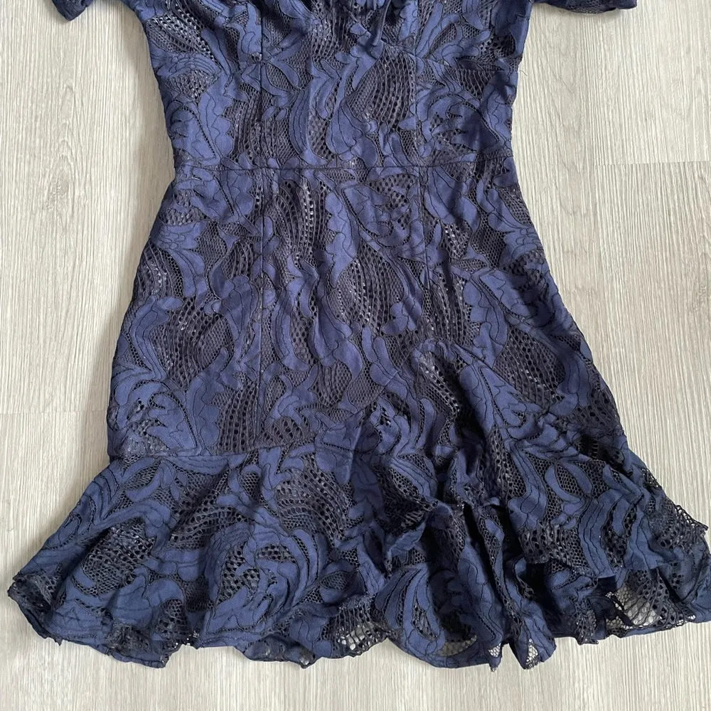 NWOT Yumi Kim Blue Lace Mini Ruffle Lace Dress size XS - Image 3