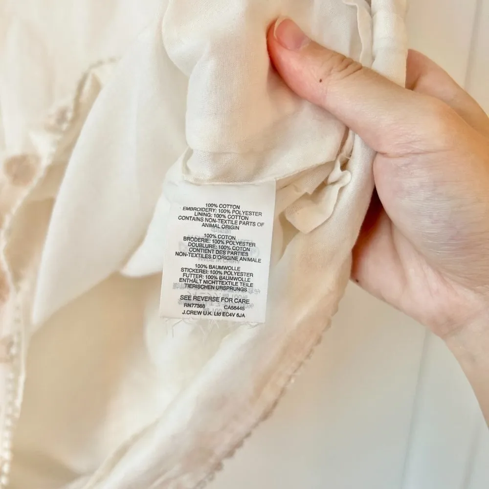 J. Crew Women's Bell Sleeve Dot Fringe Ivory Dress Size 4 - Image 6