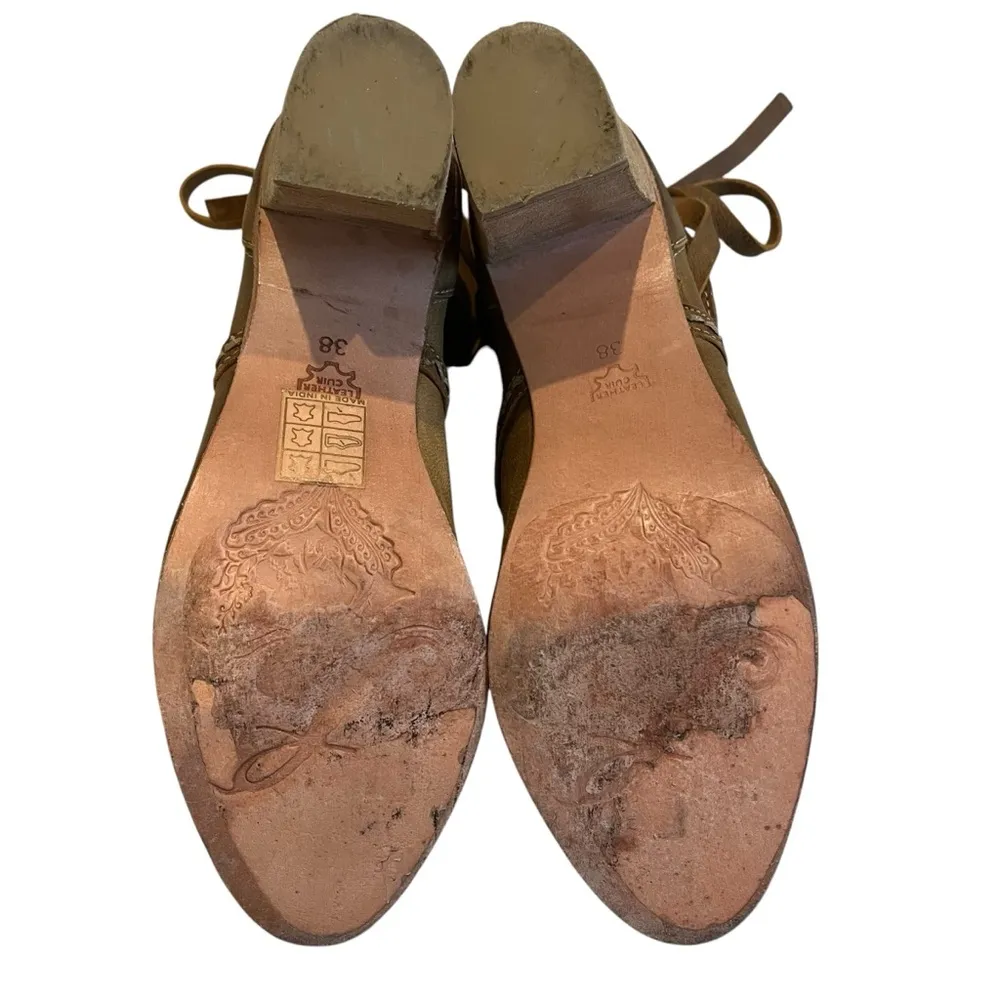 Free People Wrap Around Heel Bootie Leather Taupe - Image 14