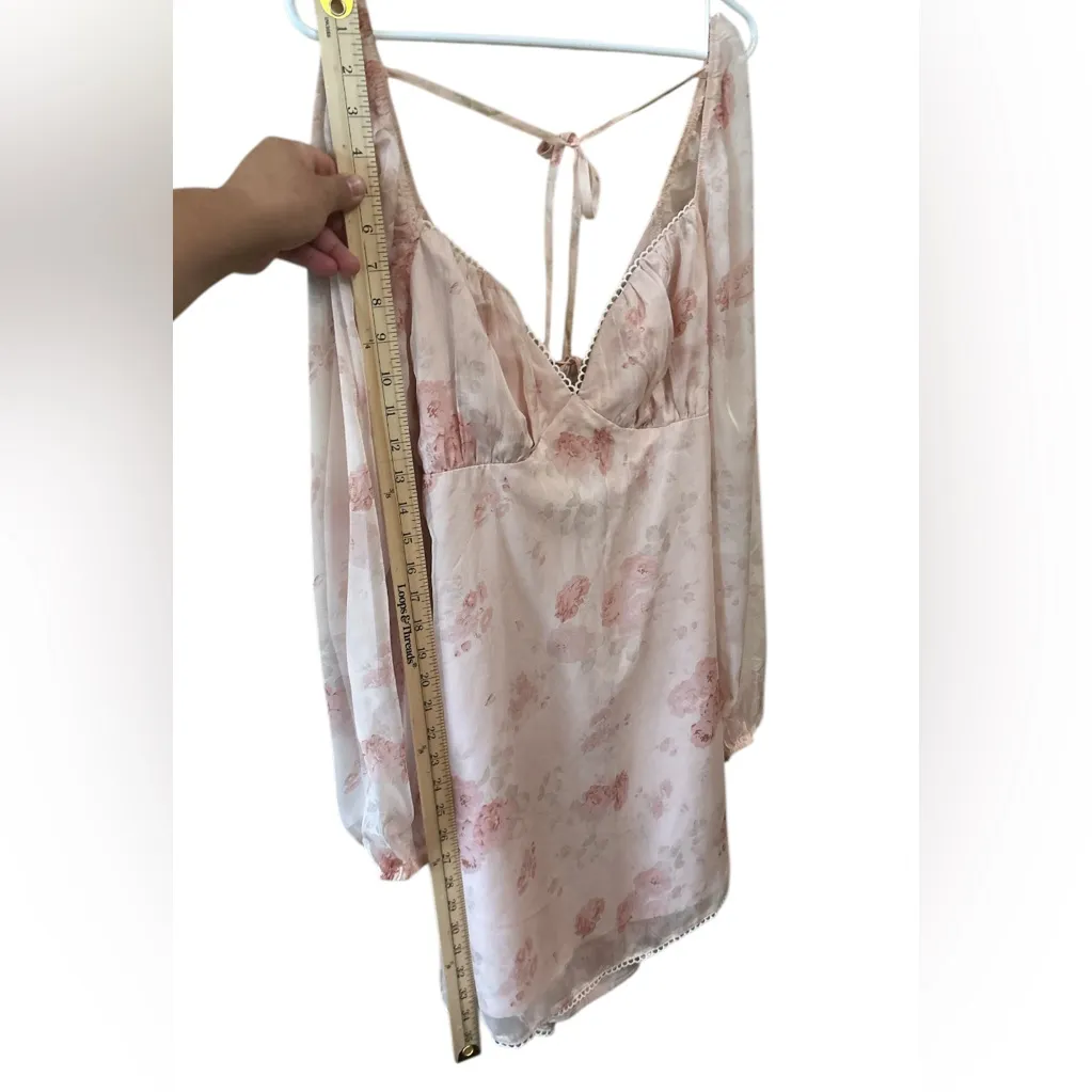 Lulu's Lovely Poise Light Pink Floral Tie Back Long Sleeve Mini Dress,Size XL - Image 10
