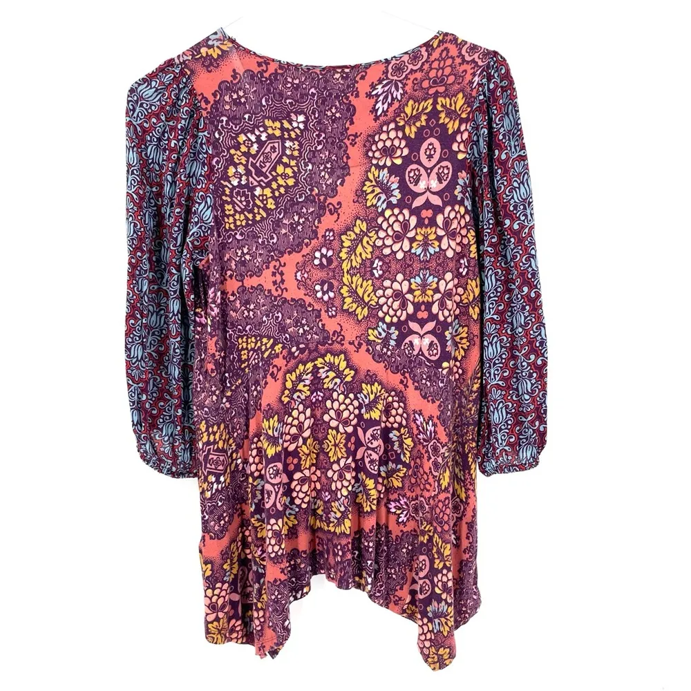 ANTHROPOLOGIE Maeve Purple Boho Mariela Mixed Pattern Flowy Tunic Top - Image 8