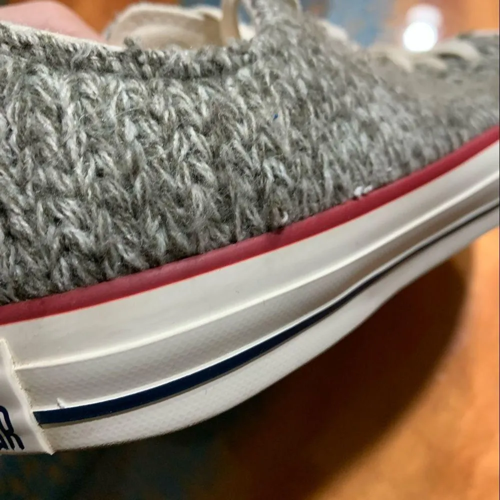 Converse All Star Sweater Knit Gray Low Top Sneakers - Image 10