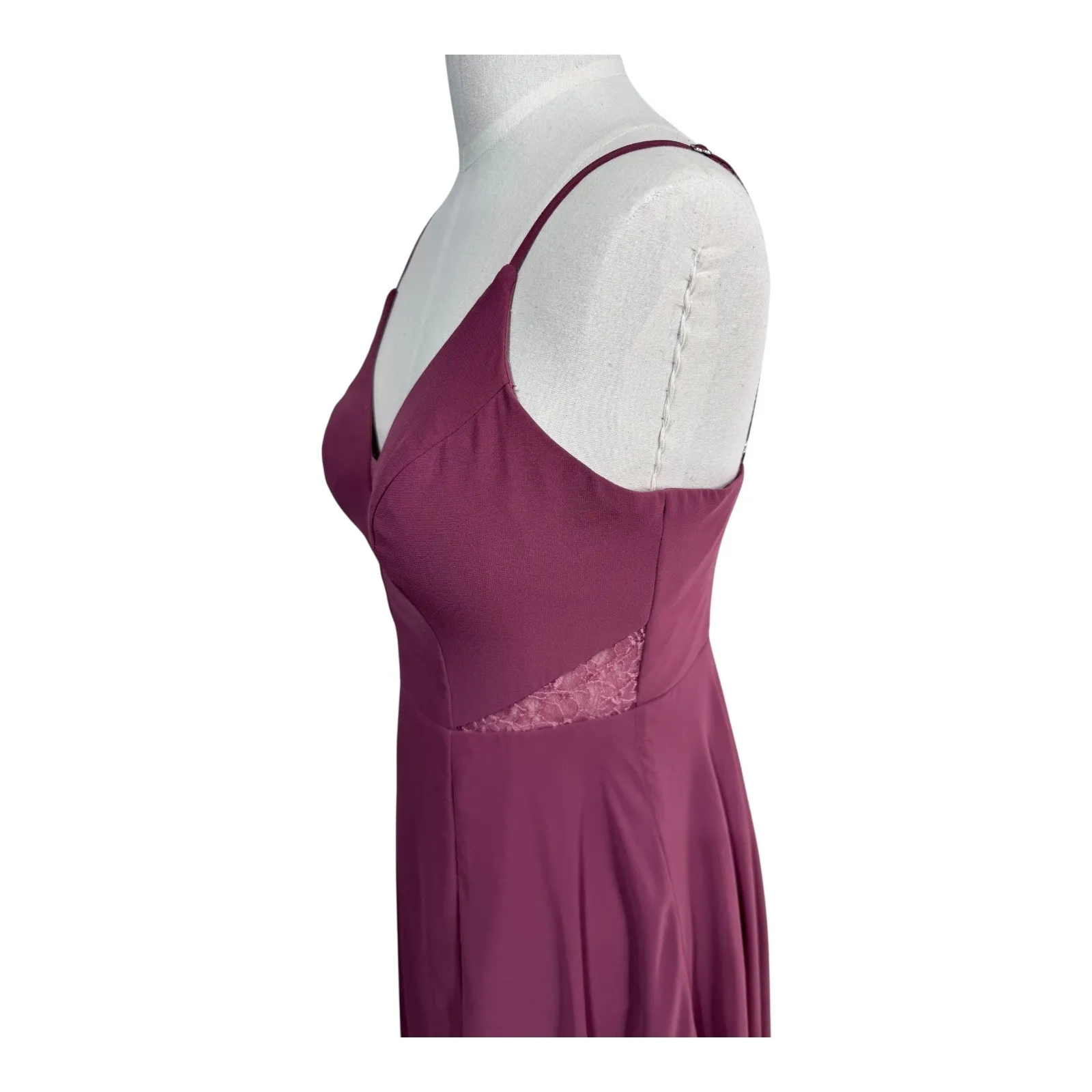 Azazie‎ Mauve Chiffon Spaghetti Strap Gown with Lace Insets Bridesmaid Dress A4 - Image 9