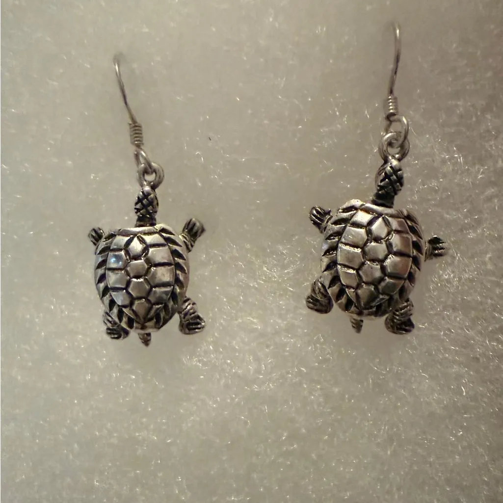 Sterling Silver 925 Turtle Earrings and Abalone Turtle pendant - Image 3