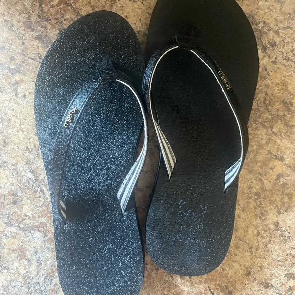 KuaiLu Black Flip Flop Sandals Size 7 - Image 3