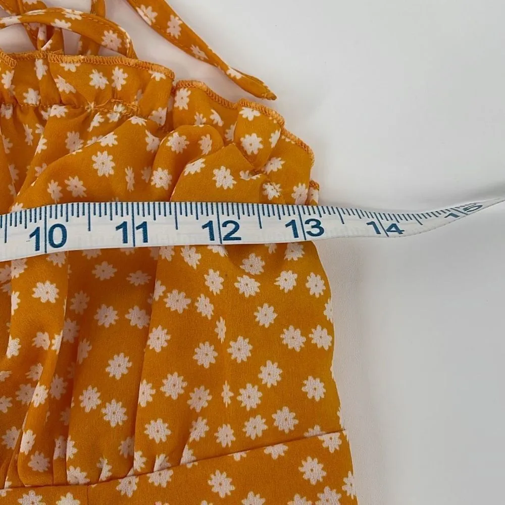 SHEIN Tie Spaghetti Strap Mini Dress Yellow/Orange Floral Size‎ XS - Image 7