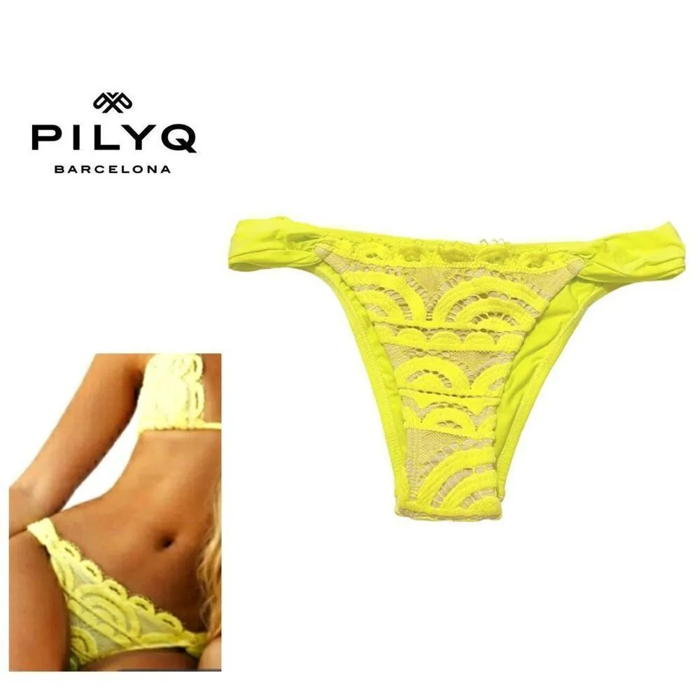 New. Pilyq yellow/green lace teeny bikini set. Large. Retail $168 - Image 10