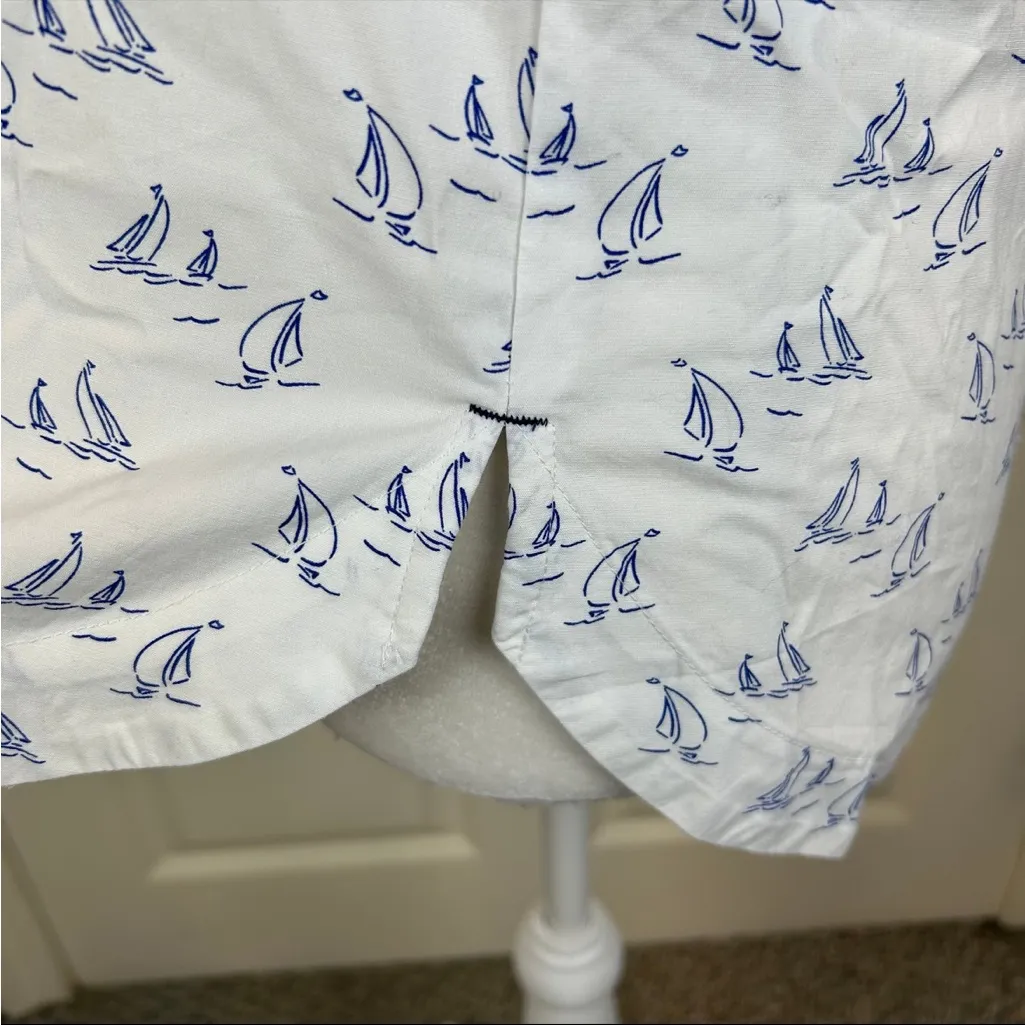 Vineyard Vines Sailboat Print Popover Half-Button Front Shirt - Size 6 - Image 6