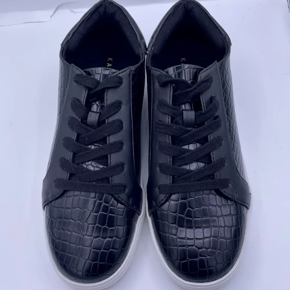 crocodile lace up luxe sneakers black/white women Size 7 1/2 - Image 5